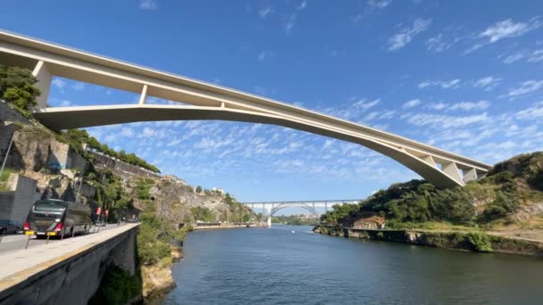 Porto Portugal 2023 View Infante Dom Henrique Bridge Commonly Known — Stock Video