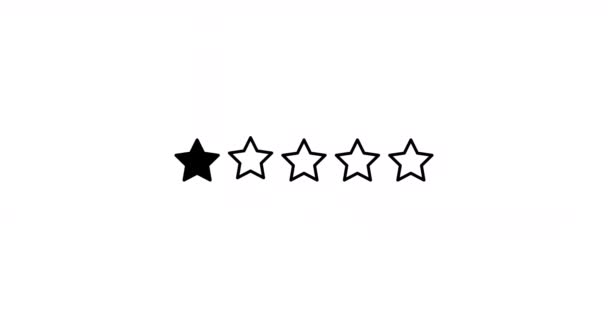 Animación Cinco Estrellas Conjunto Estrellas Clasificación Una Estrella Fondo Blanco — Vídeo de stock
