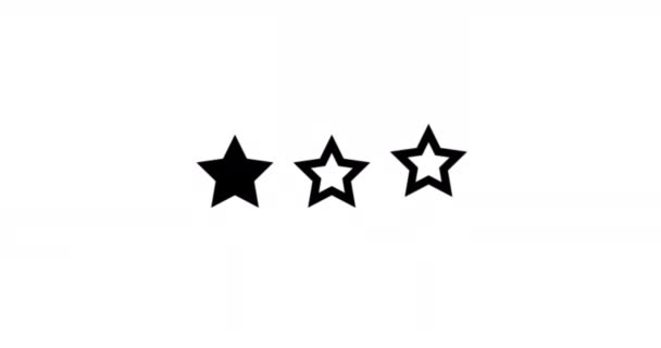 3つの星がアニメーションを評価する 星のセット ホワイトバックグラウンドの1つ星評価 製品品質 フィードバック 顧客レビュー — ストック動画