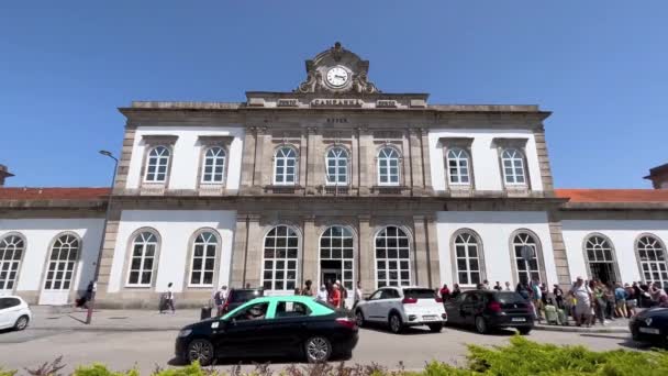 Porto Portugalsko 2023 Exteriér Železniční Stanice Campanha Portu Portugalsko Železniční — Stock video