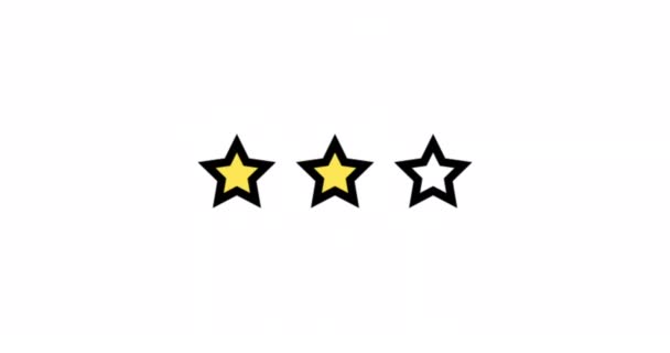 Анимация Рейтингом Три Звезды Набор Звёзд Рейтинг Двух Звезд Белом — стоковое видео