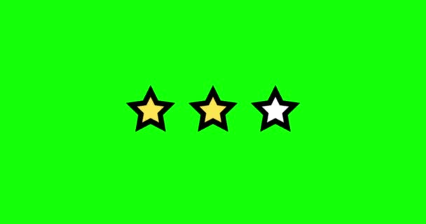 Animace Tříhvězdičkového Hodnocení Sada Hvězd Dvě Hvězdičky Zeleném Pozadí Kvalita — Stock video