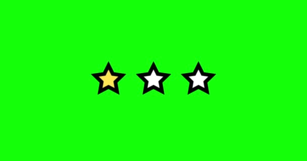 Animace Tříhvězdičkového Hodnocení Sada Hvězd One Star Rating Green Background — Stock video