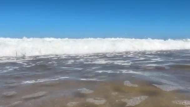 Прекрасний Вид Високі Хвилі Порожньому Узбережжі Атлантичного Океану Дезертирований Красивий — стокове відео