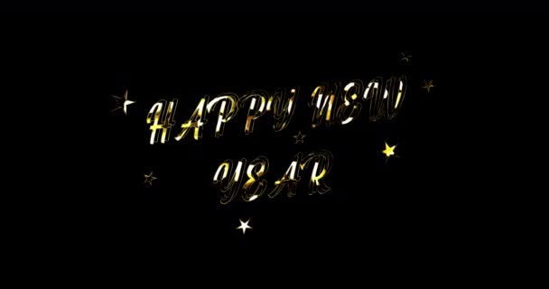 Bonne Année Animée Bannière Typographie Cinétique Joyeux Nouvel Doré Scintillant — Video