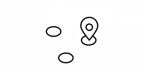 Geo Map Direction Location Pin Moving Point Point Animated Icon — Stock Video