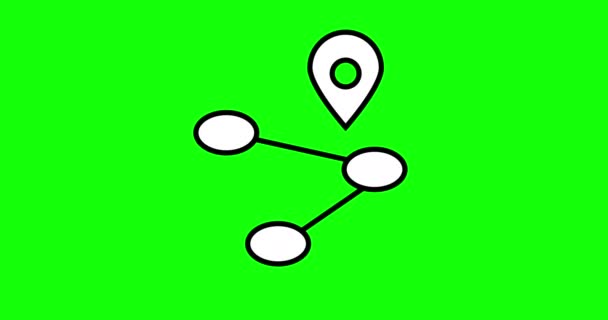 Geo Map Direction Location Pin Bewegt Sich Von Punkt Punkt — Stockvideo