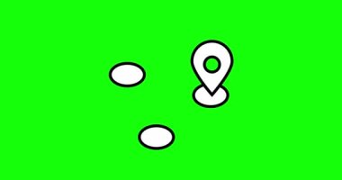 Yuvarlak Geo Haritası Konum Pin noktadan noktaya hareket ediyor. Yeşil arkaplanda izole edilmiş bir lokasyon iğnesinin canlandırılmış simgesi. Özetlenen konum simgesi 4k çözünürlük canlandırması