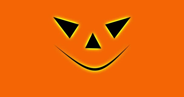 Orangefarbenes Gruseliges Kürbisgesicht Auf Orangefarbenem Hintergrund Halloween Konzept Animation Auflösung — Stockvideo