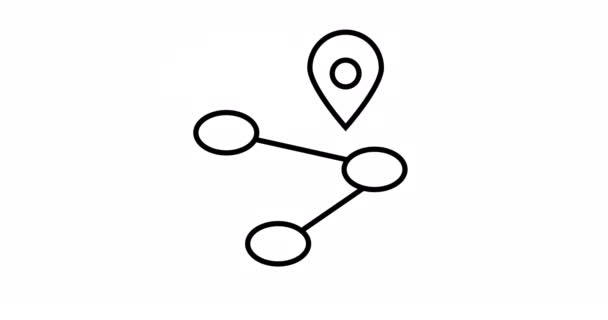 Geo Map Dirección Ubicación Pin Moviéndose Punto Punto Icono Animado — Vídeos de Stock