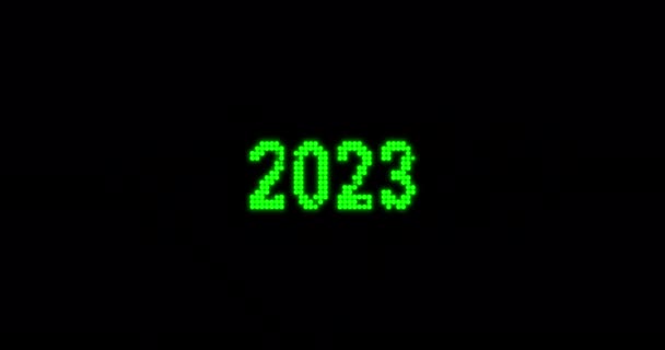 2023年から2024年 新年の休日のアニメーション ブラックバックグラウンドでグリッチ効果のモダンな新年4K解像度アニメーション — ストック動画