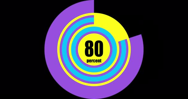 装载圆环蓝色和粉红色的黑色背景 100在装载圈 加载传输下载动画从100 圆形百分比 — 图库视频影像