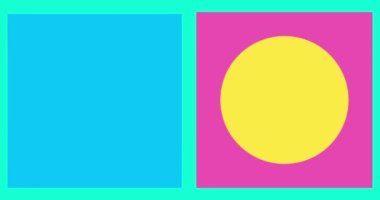 Geometrik döngü soyut arkaplan. Modern Animasyon Geometrik desen veya arkaplan. 4K çözünürlüklü geometrik hareket tasarımı. Çemberler, kareler ve üçgenler ile soyut hareket eden şekiller.