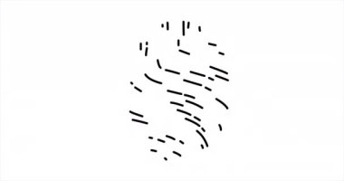 Parmak izi canlandırma simgesi. Parmak izi kilidi konsepti. Beyaz arkaplanda benzersiz parmak izi canlandırmasına sahip güvenlik logosu veya simgesi.
