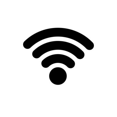 Basit bir siyah beyaz Wi-Fi ikonu. İzole edilmiş Wi-Fi vektör simgesi. Kablosuz internet erişim sembolü.