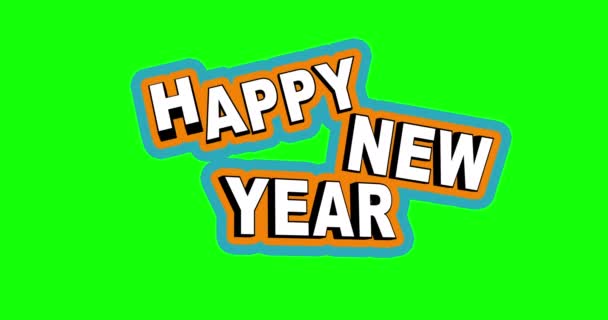 Ευτυχισμένο Νέο Έτος Κινητική Τυπογραφία Animation Ευτυχισμένο Νέο Έτος Κείμενο — Αρχείο Βίντεο