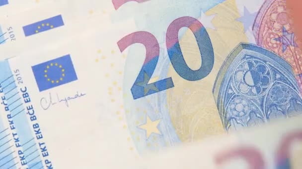 Euro Pozadí Uzavřete Mnoho Eurobankovek Peněžní Bankovky Koncept Měny Peněz — Stock video