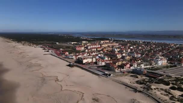 Torreira Portugal 2023 Drone View Small Beach Town Torreira Deserted — 图库视频影像