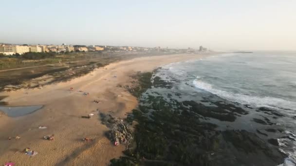 Espinho Portekiz 2023 Portekiz Küçük Espinho Kasabasındaki Güzel Kumlu Kumsal — Stok video