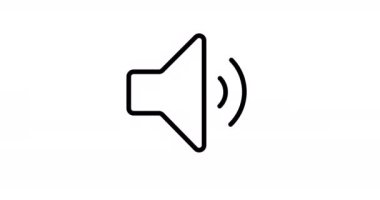 Düz çizgili megafon simgesi ya da sembol animasyonu. Alarm veya duyuru simgesinin döngü canlandırması. Boynuz simgesi. Beyaz arkaplanda hoparlör tasarımı
