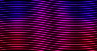Dalgalı parlak neon, soyut gradyan çizgileri teknoloji fütüristik hareket arkaplanı. Kusursuz döngülü geometrik desen. Siyah arkaplanda 4K çözünürlüklü dalga video canlandırması