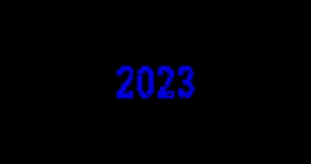 2023 2024 Новогодние Каникулы Анимация Современная Анимация Разрешением Эффектом Глюка — стоковое видео