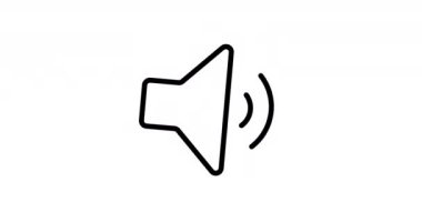 Düz çizgili megafon simgesi ya da sembol animasyonu. Alarm veya duyuru simgesinin döngü canlandırması. Boynuz simgesi. Beyaz arkaplanda hoparlör tasarımı.