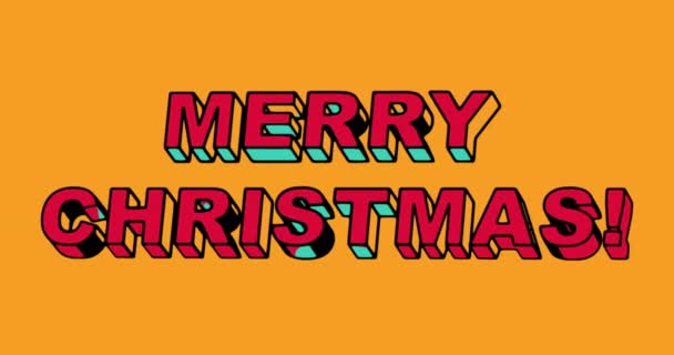 Merry Christmas Text Video Animation Merry Christmas Modern Lettering Orange — Stock Video