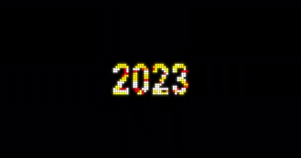 2023 2024 Новогодние Каникулы Анимация Современная Анимация Разрешением Эффектом Глюка — стоковое видео