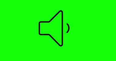 Düz çizgili megafon simgesi ya da sembol animasyonu. Alarm veya duyuru simgesinin döngü canlandırması. Boynuz simgesi. Yeşil arkaplanda hoparlör tasarımı.
