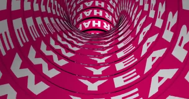 Gelukkig Nieuwjaar Tunnel Cilinder Motion Design Gelukkig Nieuwjaar Resolutie Kinetische — Stockvideo