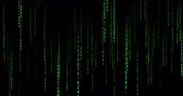 검은색 배경에 기호의 애니메이션 사이버 기술의 소프트웨어 데이터에 암호화 디지털 — 비디오