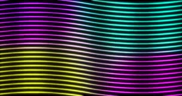 Golvend Helder Neon Abstracte Gradiënt Lijnen Tech Futuristische Beweging Achtergrond — Stockvideo