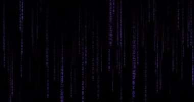 Siyah arka planda semboller yağmuru. Kod etkisi animasyonu yağıyor. Şifreleme için parlayan parmaklı arkaplan ve siber uzay teknolojisindeki yazılım verileri için dijital virüs kodları güvenli