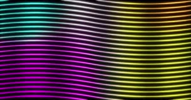Wavy Bright Neon Abstrak Gradien Lines Tech Futuristic Motion Background — Stok Video
