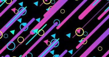 Geometrik şekil soyut döngü animasyonu. Sonsuzluk Hareketi Grafik Şekilleri siyah arkaplanda döngü canlandırması