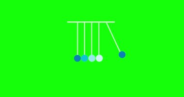 Newtons beşiği 4k çözünürlüklü animasyon. Yeşil arkaplan yükleyicisinde Newtons beşiği. Giriş veya çeviri için döngü yükleme hareketi tasarımı