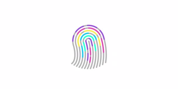 Стилизованная Иконка Отпечатка Пальца Печать Блокировки Безопасной Концепции Движения Охрана — стоковое видео