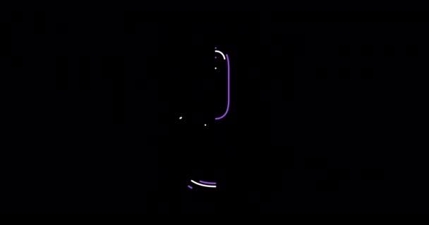 Фіолетовий Білий Штрихи Контурів Чисел Таймер Відліку Від Секунд Чорному — стокове відео