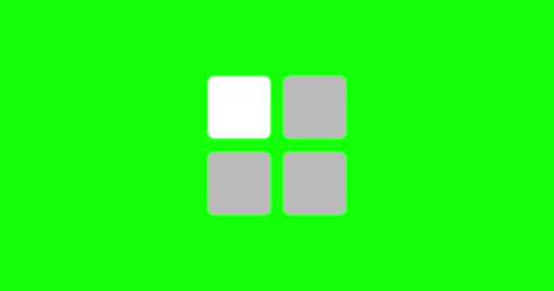 シンプルなループアニメーションのロードアイコン 緑の背景にシンプルな丸みを帯びた四角形のジオメトリックローダーアニメーション — ストック動画
