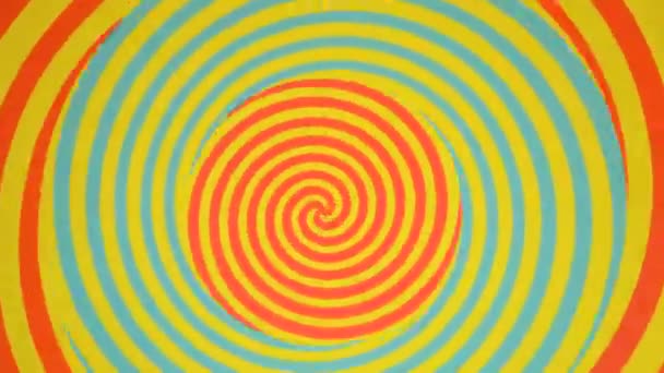 Spirales Jaunes Orange Bleues Illusion Optique Tournante Déplacement Art Abstrait — Video