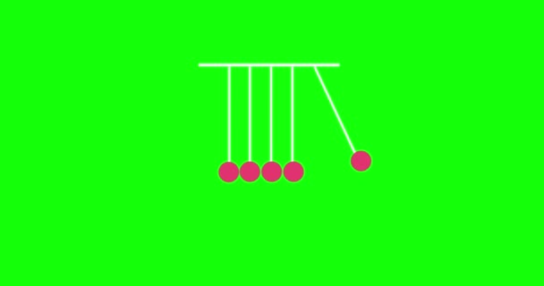 Newtons Vagga Upplösning Animation Newtons Vagga Grön Bakgrund Skärmsläckare Loop — Stockvideo