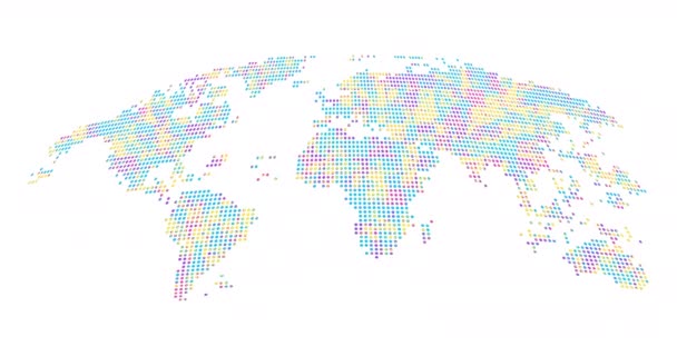 Mondo Digitale Punteggiato Mappa Del Mondo Sfondo Bianco Globo Mappa — Video Stock