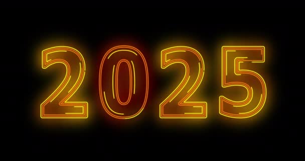 Ljus Neon Belysa Siffror 2025 Nytt Design Med Neon Glöd — Stockvideo