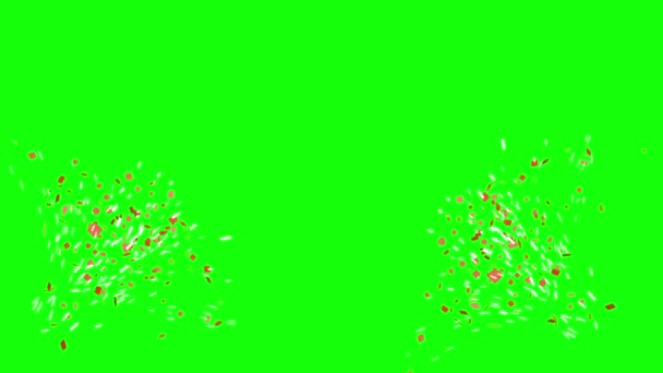 Confetti Vuurwerk Animatie Geïsoleerd Groene Achtergrond Feestelijke Vakantie Kleurrijke Animatie — Stockvideo