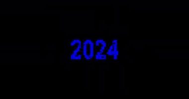 2024 'ten 2025' e yeni yıl animasyonu. Siyah arkaplan üzerinde hata etkisi olan modern Yeni Yıl 4K çözünürlük animasyonu.