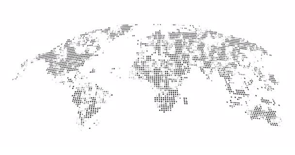 Dijital Dünya Haritası Beyaz Arka Planda Dünya Haritası Kusursuz Döngü — Stok video