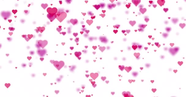Ljusa Rosa Hjärtan Animation För Alla Hjärtans Dag Hälsning Kärlek — Stockvideo