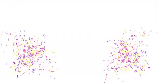 Confetti Vuurwerk Animatie Geïsoleerd Witte Achtergrond Feestelijke Vakantie Kleurrijke Animatie — Stockvideo