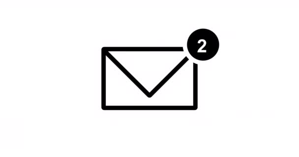 Κινούμενο Σχέδιο Φακέλου Ηλεκτρονικού Ταχυδρομείου Αυτόματο Αριθμό Καταμέτρησης Κύκλο Λευκό — Αρχείο Βίντεο
